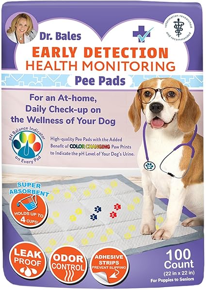 Spot Dr. Bales Early Detection Health Monitoring Pee Pads- Puppy Pee Pads with Color-Changing Paw Prints Indicating Your Dog’S Urine Ph Level, Super Absorbent, Leak Proof, 22in x 22in, 100 Pack