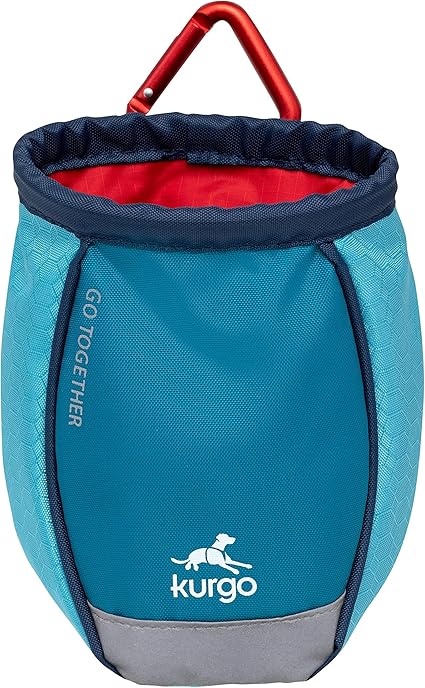 Kurgo Go Stuff It Dog Treat Bag, Training Treat Pouch Bag for Dogs, Treat Pouches for Pets, Hands-Free Pouch Waist, Reflective, includes Carabiner (Coastal Blue)