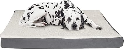 PETMAKER Orthopedic Dog Bed - 2-Layer 44x35-Inch Memory Foam Pet Mattress with Machine-Washable Sherpa Cover for Large Dogs up to 100lbs (Gray)