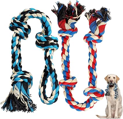 Dog Chew Toy for Aggressive Chewer, 2 Pack Interactive Dog Toys Dog Rope Toys for Medium to Large Breed Dogs, Almost Indestructible Puppy Teething Toys Tug of War for Training