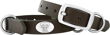 Zep-Pro Brown Leather Concho Pet Collar, Texas Tech Red Raiders, X-Small