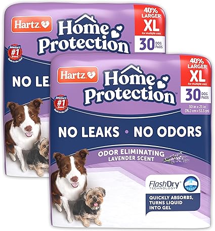 Hartz Home Protection Lavender Scented Dog Pads, XL 60 Count, Super Absorbent & Won't Leak, Odor Eliminating