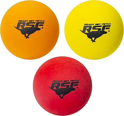 Franklin Sports Pet Supply High Bounce Fetch Balls for Dogs - Multi Colored Bounce Balls - Bouncy Rubber Pet Balls for Park + Beach - 3 Pack