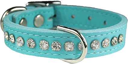 Signature Leather Crystal and Leather Dog Collar, 16