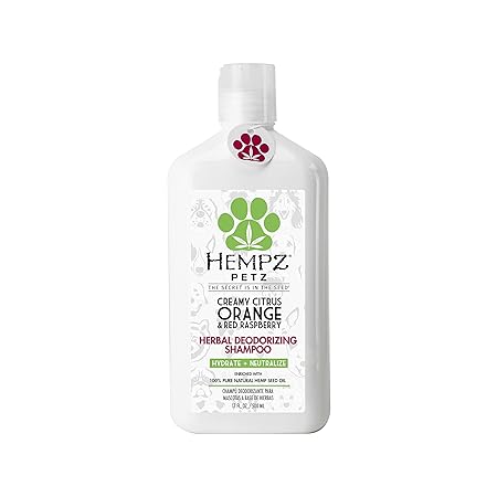 Hempz Petz Deodorizing Dog Shampoo, Creamy Citrus Orange & Red Raspberry, 17 Fl. Oz. - Pet Shampoo