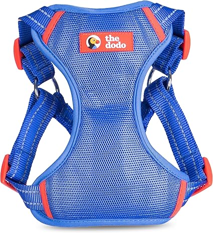 The Dodo Blue Dog Harness - Medium; Easy Step-in Harness for Dogs; Breathable Mesh Fabric; Snap-Together, Pinch Release Buckle, Ring for Leash Attachment; Everyday Pet Apparel