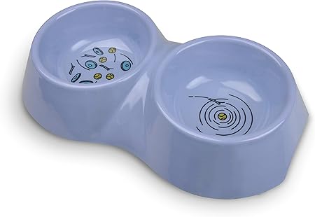 Van Ness Pets EcoWare Double Dish Dog Bowl, Wide No Tip Base, Non-Skid Silicone Feet, 32 OZ Capacity, VAN NESS ECOWARE Large Double Dish, Large Diner