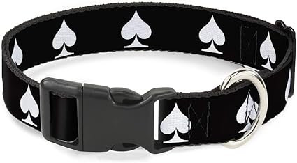 Buckle-Down Plastic Clip Collar - Spade Black/White - 1/2