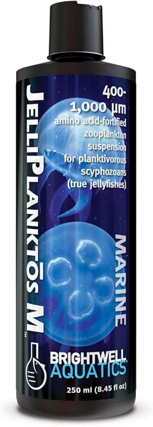 Brightwell Aquatics Jelliplanktos M - Zooplankton Feeding Suspension for Jellyfish, Amino Acid Fortified, 400-1000 Micrometer Size, 250 ml