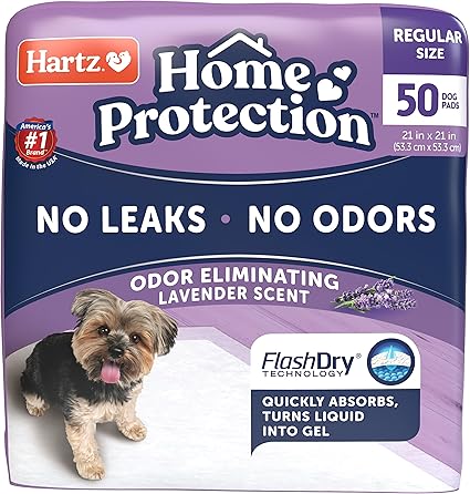 Hartz Home Protection Lavender Scented Dog Pads, 50 count, Super Absorbent & Won't Leak, Odor Eliminating