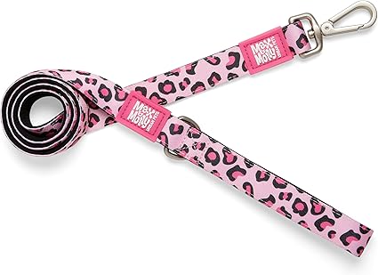 Max & Molly Classic 4 ft Leopard Pink Dog Leash - Strong, Padded, Waterproof - Stylish Patterns for Boy & Girl Dogs - Durable, Lightweight, Comfortable for Small Dogs - XS