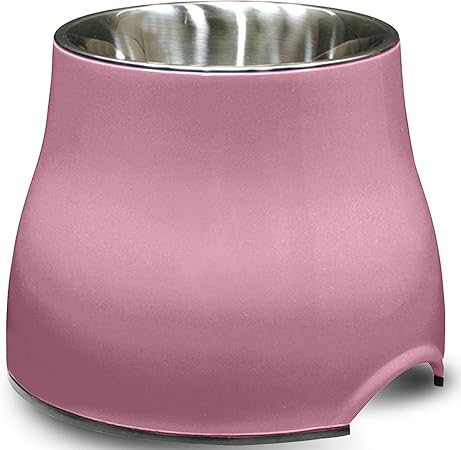 Dogit Elevated Dog Bowl, Stainless Steel Dog Food and Water Bowl for Small Dogs, Pink, 73742