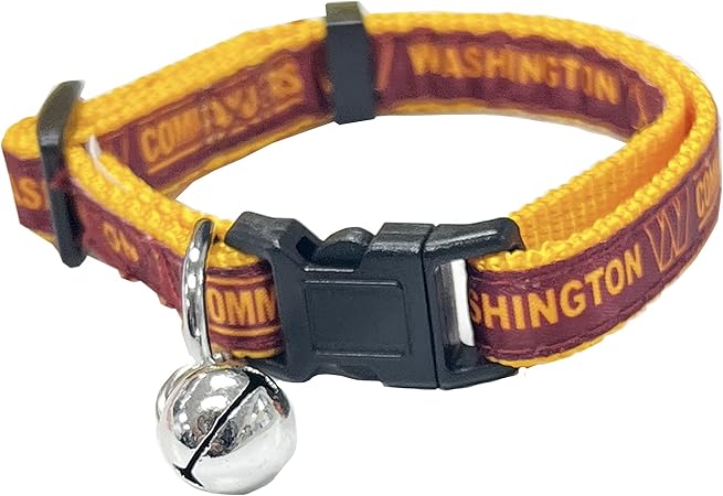 Pets First NFL CAT Collar Washington Commanders Satin Cat Collar Football Team Collar for Dogs & Cats. A Shiny & Colorful Cat Collar with Ringing Bell Pendant, Team Color (WAC-5034)