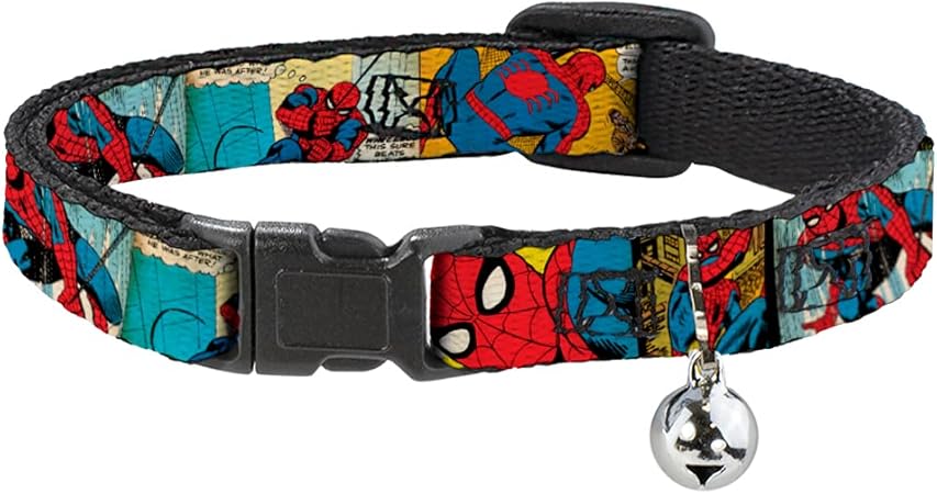 Cat Collar Breakaway Spider Man Comic Strip 8 to 12 Inches 0.5 Inch Wide