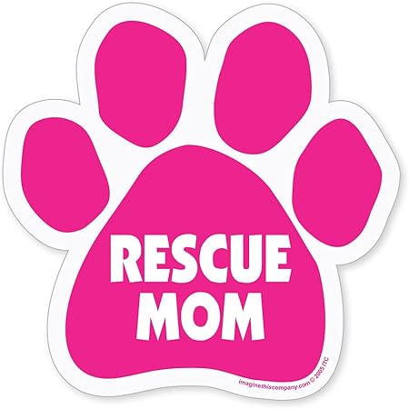 5-1/2-Inch by 5-1/2-Inch Rescue Mom Paw Car Magnet, Pink