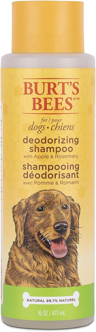 Burt's Bees for Pets Deodorizing Dog Shampoo with Apple & Rosemary - Naturally Derived Dog Shampoo for Smelly Dogs - Cruelty Free, Formulated without Sulfates and Parabens, Made in USA, 16 Oz