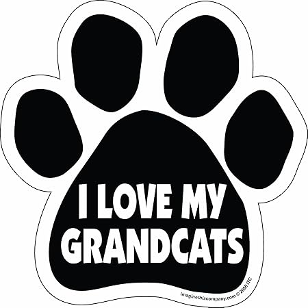 Paw Car Magnet, I Love My Grandcats, 5-1/2-Inch by 5-1/2-Inch