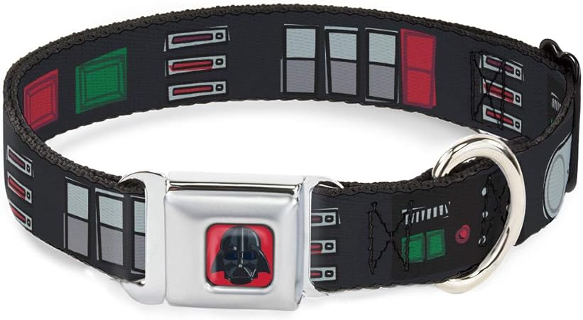 Buckle-Down Dog Collar Seatbelt Buckle Star Wars Darth Vader Utility Belt Bounding3 Black Grays Reds 9 to 15 Inches 1.0 Inch Wide, Multi Color (DC-SB-SWBBV-WSW141-1.0-S)