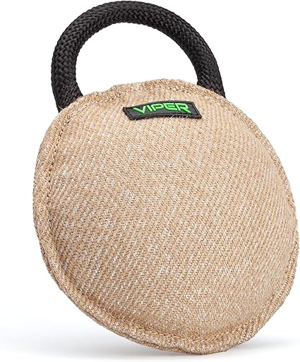 Dogline Viper Jute Round Bite Pillow Tug Toy Reward for Adult Dogs and Puppies