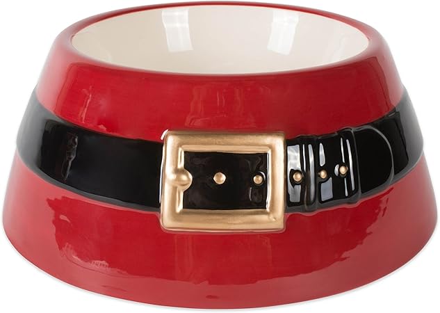 DII Holiday Pet Christmas Ceramic Collection for Cats and Dogs, Food and Water Bowl, Santa Claus Red