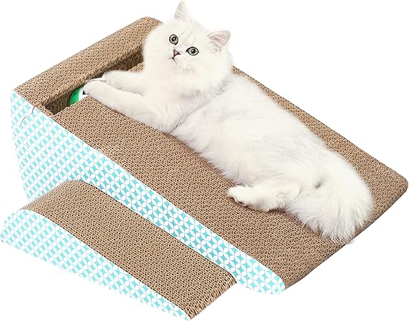 FluffyDream Slope Cut Ball Cat Scraper Combination - Durable Cat Leisure Bed - Indoor Scraper and Play House - Corrugated Toy Cat Birthday - 17.1L*7.4W*6.5H