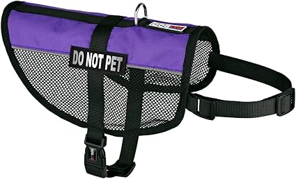 Dogline MaxAire Multi-Purpose Mesh Vest for Dogs and 2 Removable Do Not Pet Patches, Large, Purple