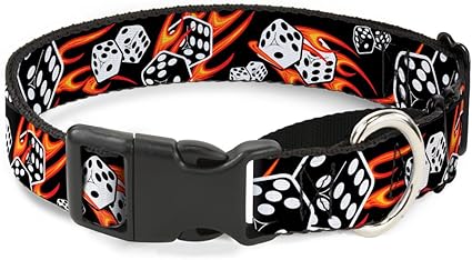 Buckle-Down Flaming Dice Martingale Dog Collar, 1