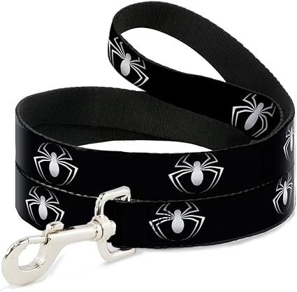 Dog Leash Spider Logo3 Black White 6 Feet Long 1.5 Inch Wide