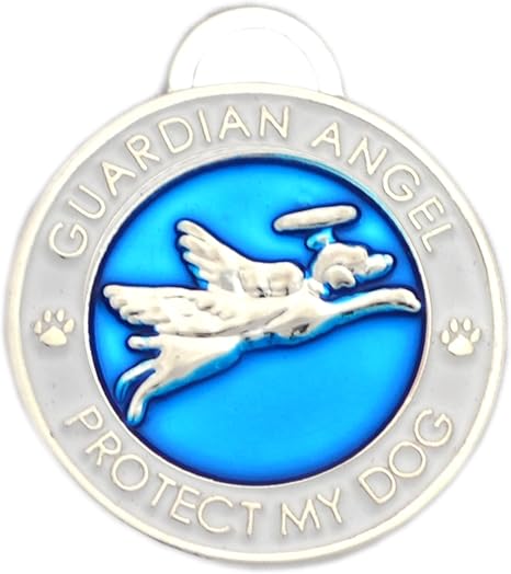 Pet Collar Charm, Guardian Angel Dog, Blue