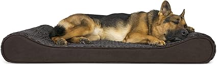 Furhaven Orthopedic Dog Bed for Large Dogs w/ Removable Washable Cover, For Dogs Up to 75 lbs - Ultra Plush Faux Fur & Suede Luxe Lounger Contour Mattress - Chocolate, Jumbo/XL