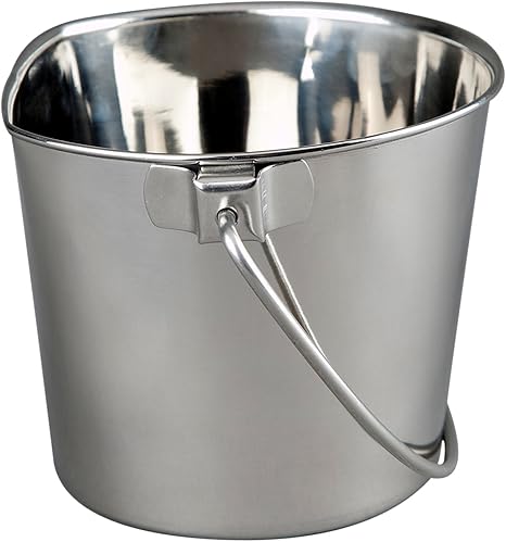 Advance Pet Product Heavy Stainless Steel Flat Bucket, 1 Quart Flat