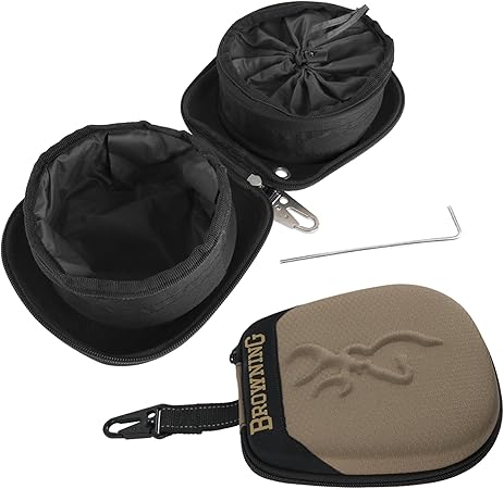 Browning Portable Dual Feeding Pet Dish, Compact, Packable Water & Food Bowls with Convenient Carrying Case and Belt Clip, Elk, One Size