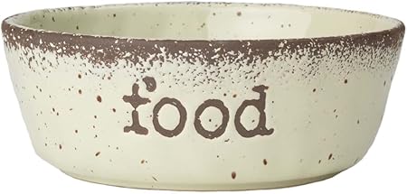 PetRageous 15018 Crockery Speckled Stoneware Dog Food Bowl with 4-Cup Capacity 6.5-Inch Diameter by 2.25-Inch Tall for Medium Dogs and Large Dogs or Cats, Brown