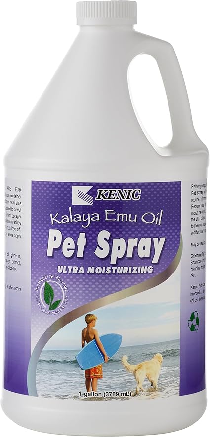 KENIC Kalaya Emu Oil Pet Conditioning & Detangling Spray for Dogs & Cats, Natural Leave-in Conditioner - Provides Shine to Fur, Moisturizes Skin, Protects & Soothes Bites & Allergies