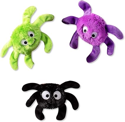 Fringe Studio Mini Dog Toy Set, Creepy Crawly Spiders, Set of 3 (289479), Multi-Colored