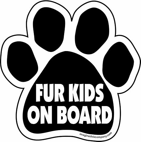 Fur Kids on Board Paw Car Magnet, 5-1/2-Inch by 5-1/2-Inch