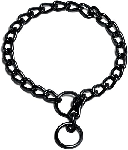 Platinum Pets Coated Chain Training Collar, 16-Inch by 2-1/2mm, Midnight Black