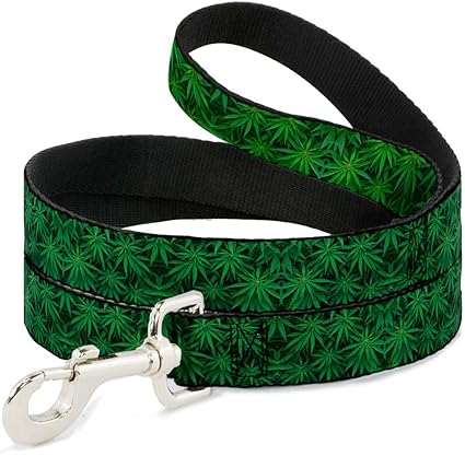 Dog Leash - 6-FEET - Vivid Marijuana Leaves Stacked