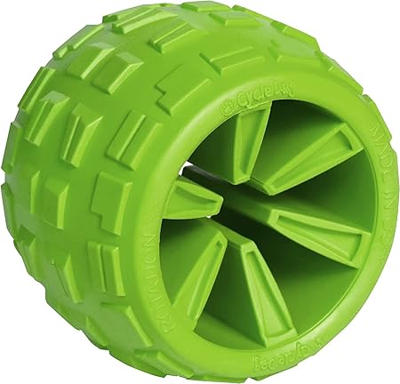 High Roller Plus Medium Green Erratic Bounce Treat Hiding Ball - Tough & Sustainable Chew Toy/Great for Play and for Aggressive Chewers/Made in USA