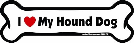 Bone Car Magnet, I Love My Hound Dog, 2-Inch by 7-Inch