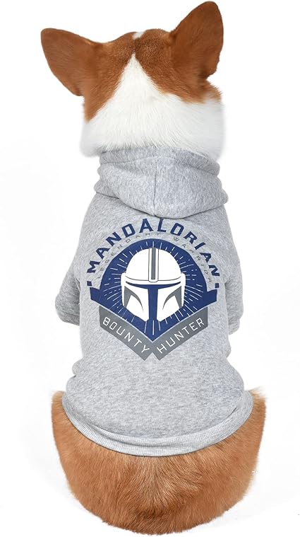 STAR WARS for Pets The Mandalorian Hoodie for Dogs with Leash Attachment Hole| Star Wars Apparel for Dogs, Extra Small | Cozy Hooded Sweatshirt for Dogs, Gifts for Star Wars Fans