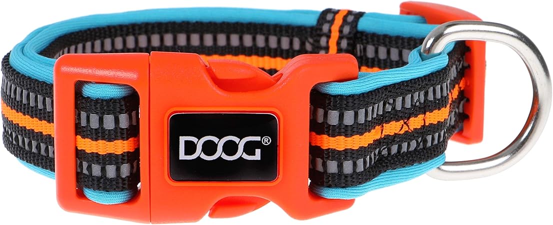 DOOG - Soft and Breathable Neoprene Padded Adjustable Dog Collar Available: XSmall, Small, Medium, and Large Dogs and Puppies for Walking, Running, Water Friendly Pool Lake Beach Swimming