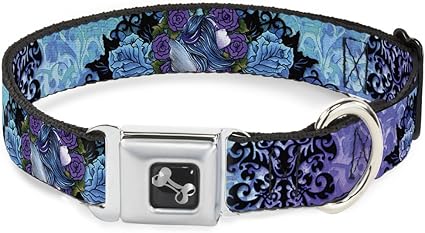 Dog Collar Seatbelt Buckle Tattoo Johnny Fairy Blue Hair 9 to 15 Inches 1.0 Inch Wide