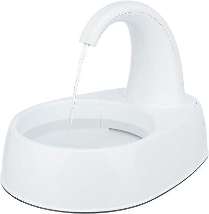 TRIXIE Curved Stream Drinking Fountain for Cats and Dogs, 84.5oz Automatic Water Dispenser, Cat Water Bowl,White