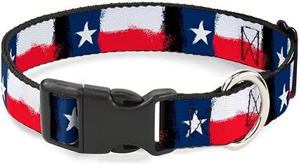 Buckle-Down Plastic Clip Collar - Texas Flag Painting - 1.5