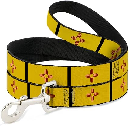 Dog Leash New Mexico Flag Black 6 Feet Long 1.0 Inch Wide