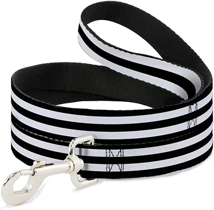 Dog Leash Stripes 3 Black 2 White 4 Feet Long 1.0 Inch Wide