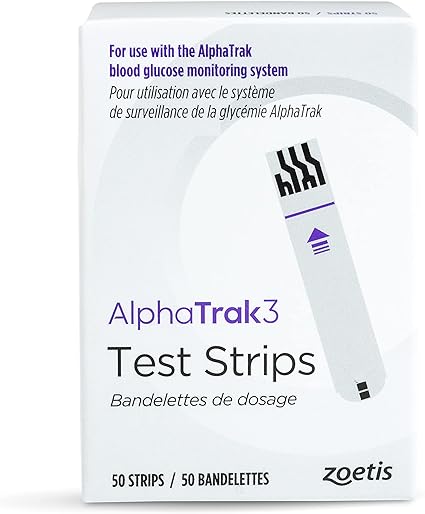 AlphaTrak 3 Test Strips for Use with AT3 Blood Glucose Monitoring System for Cats, Dogs, and Horses, 50 Count