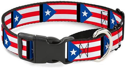 Buckle-Down Martingale Dog Collar - Puerto Rico Flag Repeat/Black - 1