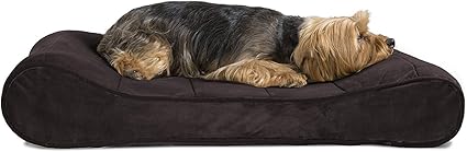 Furhaven Orthopedic Dog Bed for Medium/Small Dogs w/ Removable Washable Cover, For Dogs Up to 23 lbs - Microvelvet Luxe Lounger Contour Mattress - Espresso, Medium